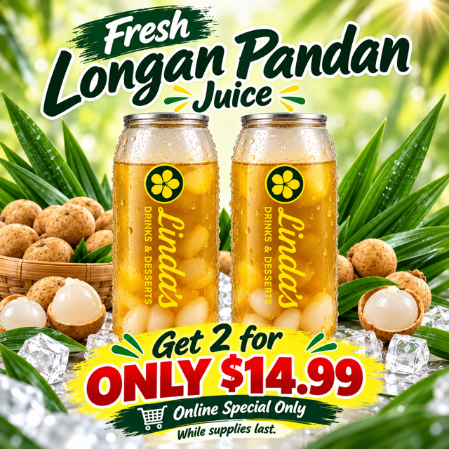 2 Bottles Of Fresh Longan Pandan Drink - Nước Nhãn Lá Dứa.