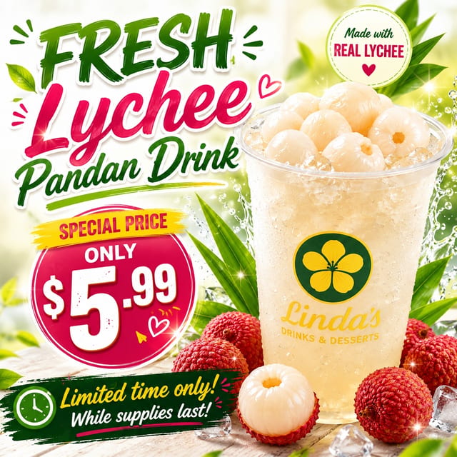 Fresh Lychee Pandan Drink - Nước Vải Lá Dứa Tươi.