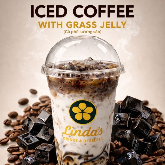 Coffee with Coffee Jelly & Grass Jelly - Cà phê sương sáo.